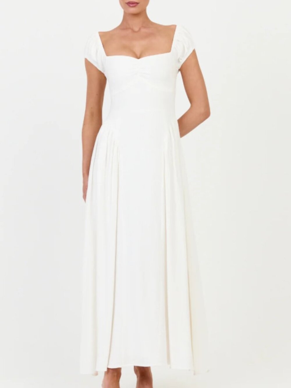 Showpo Astrid Midi Dress, Sweetheart Neckline, Off White, Size 8 *NWT*
